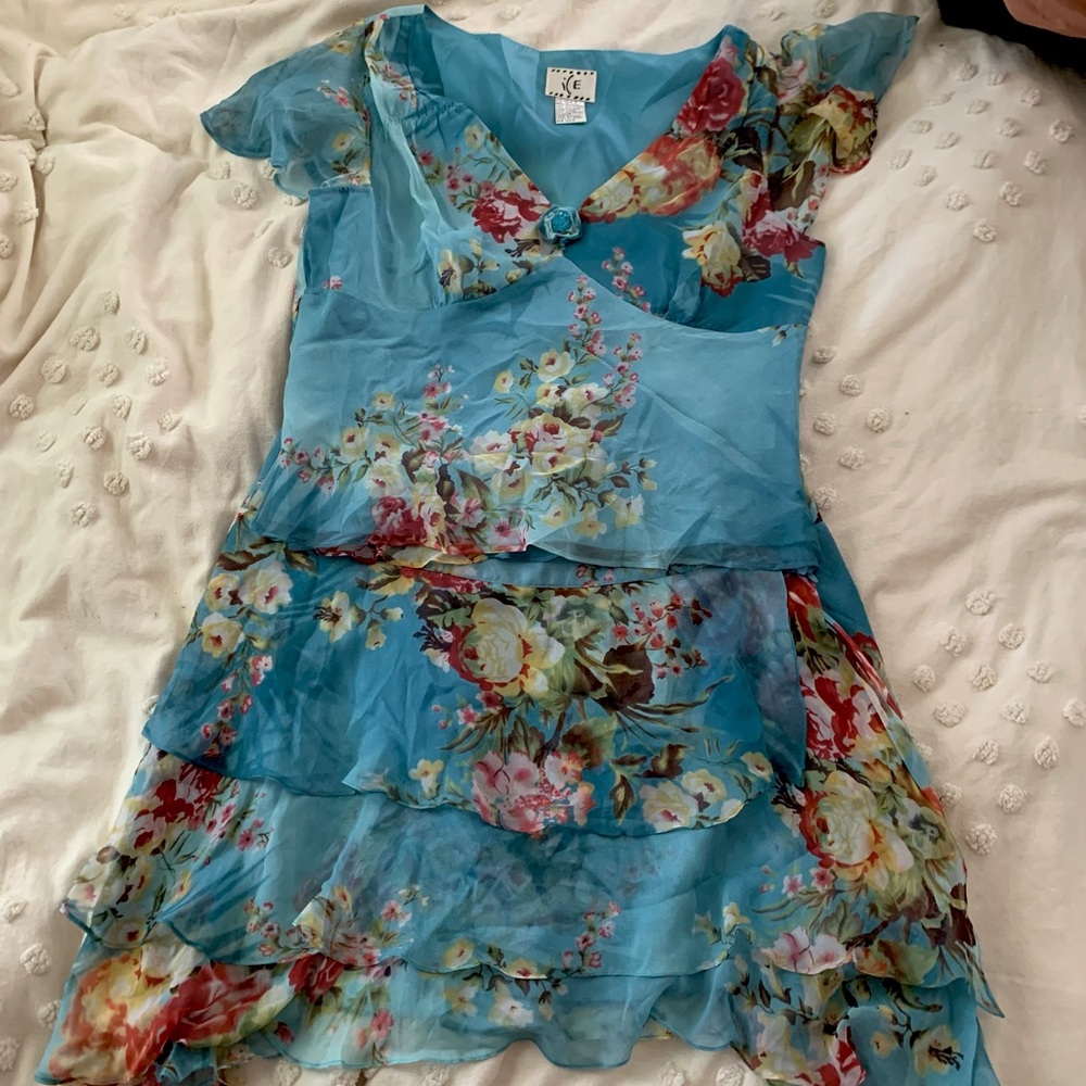 Blue floral matching set — skirt and top